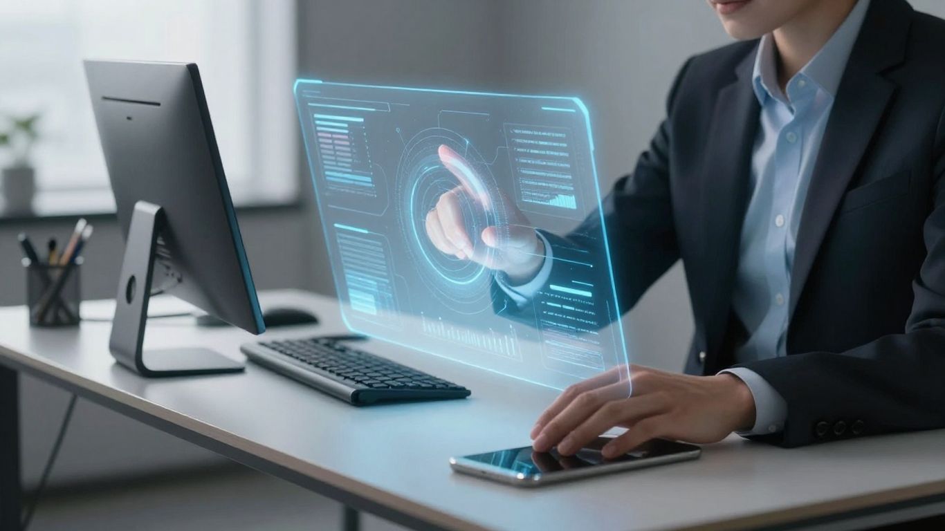 AI receptionist interface with business professional.