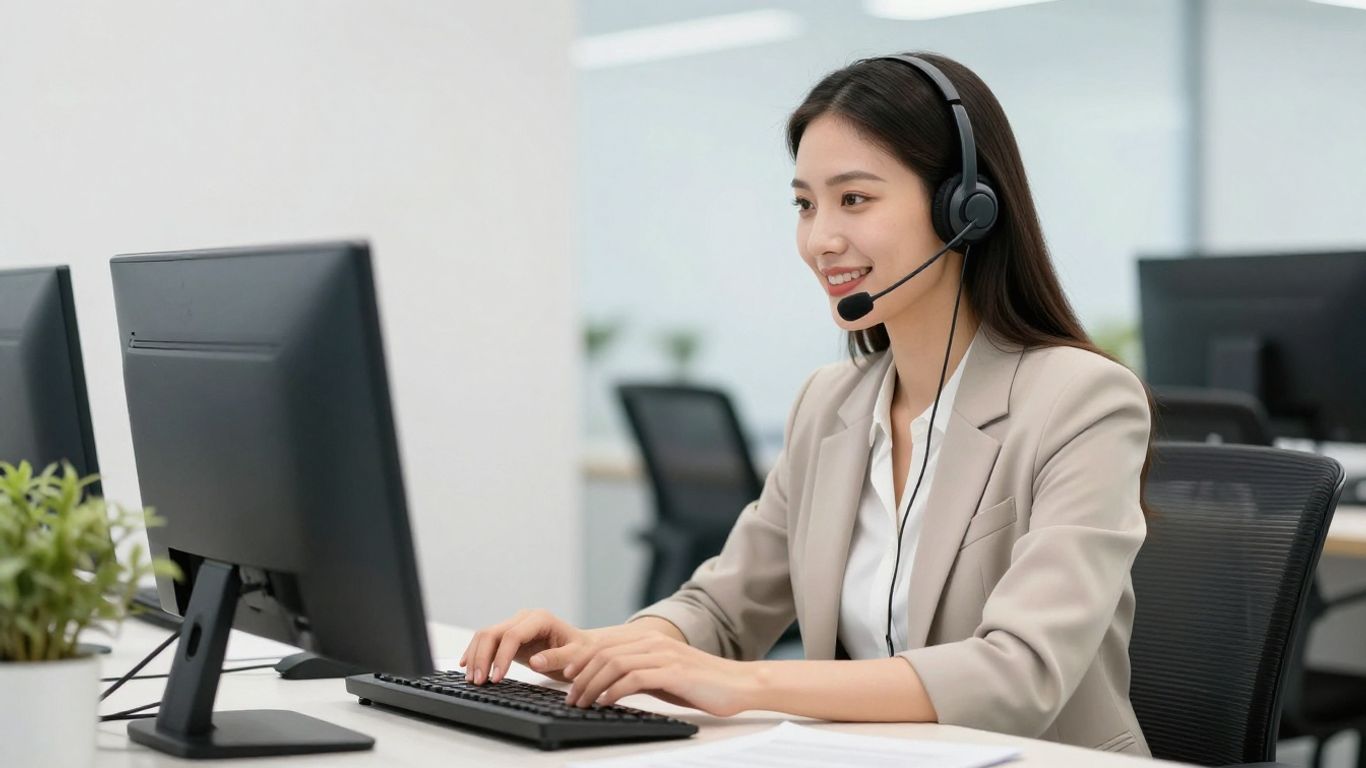 Virtual assistant answering calls, boosting business productivity.