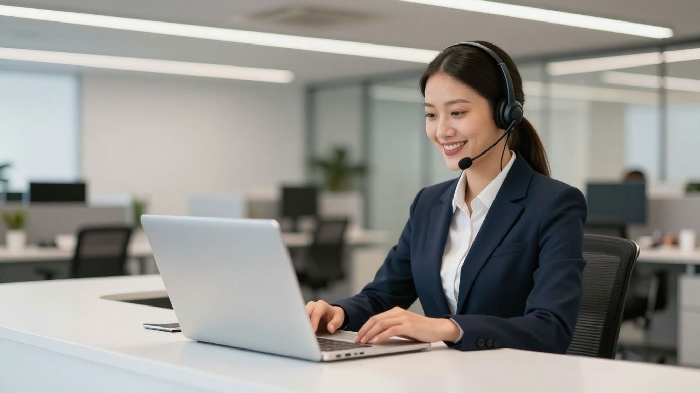 Professional receptionist using a virtual answering service.