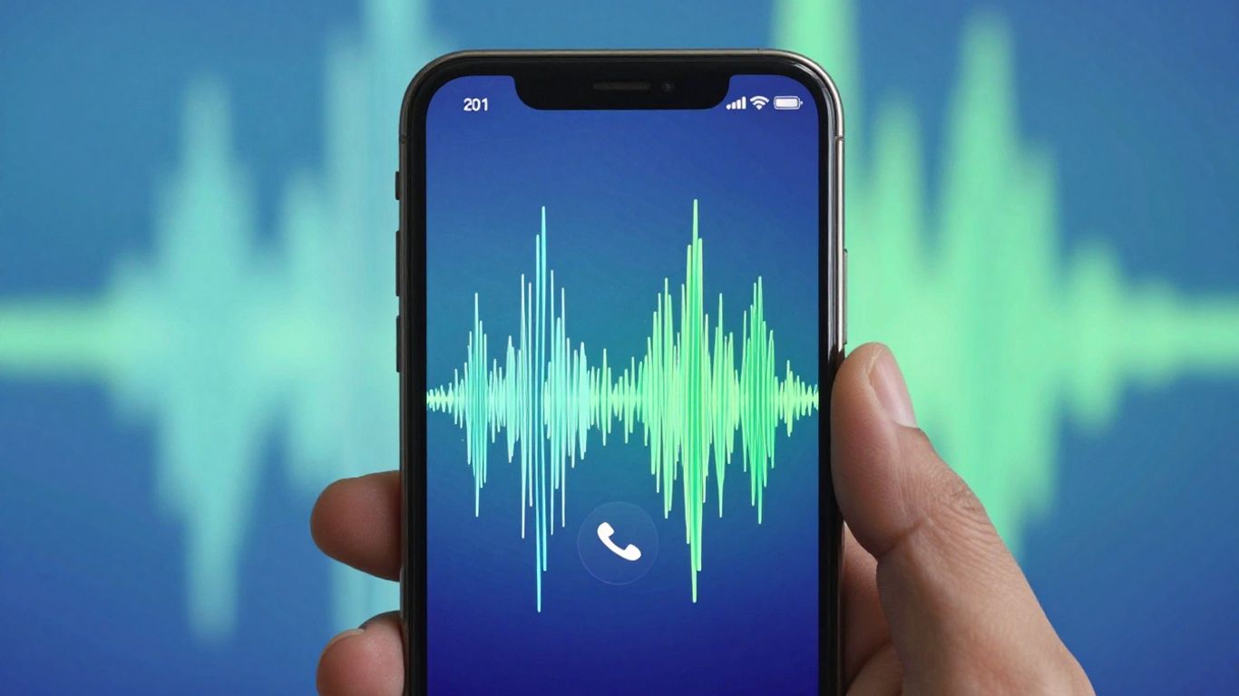 Smartphone screen with call assist features and data streams.