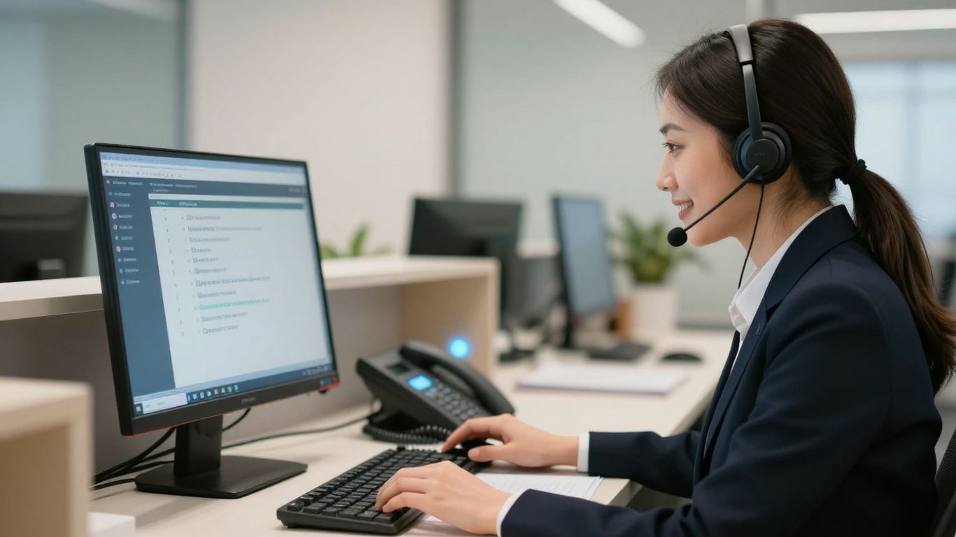 Receptionist answering phone calls 24/7.