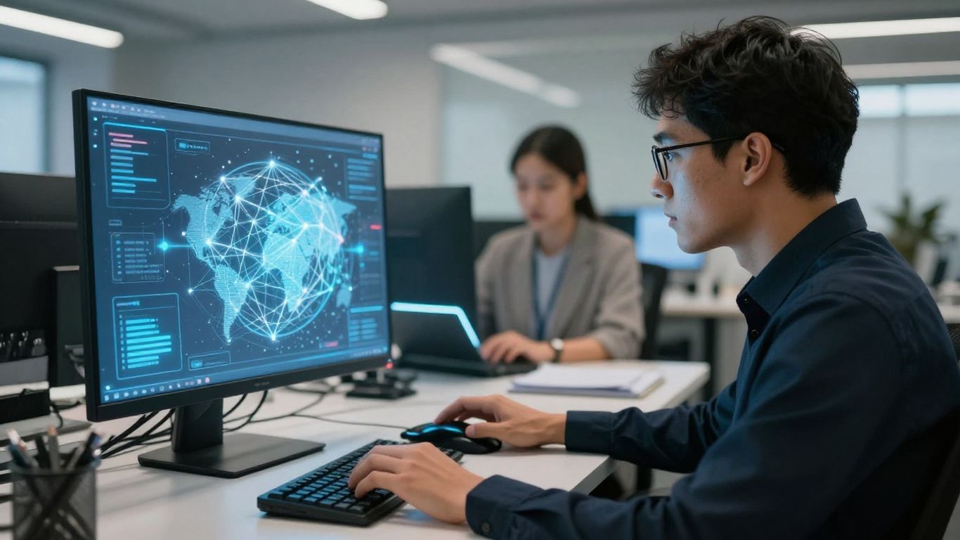 AI calling system interface with network connections.