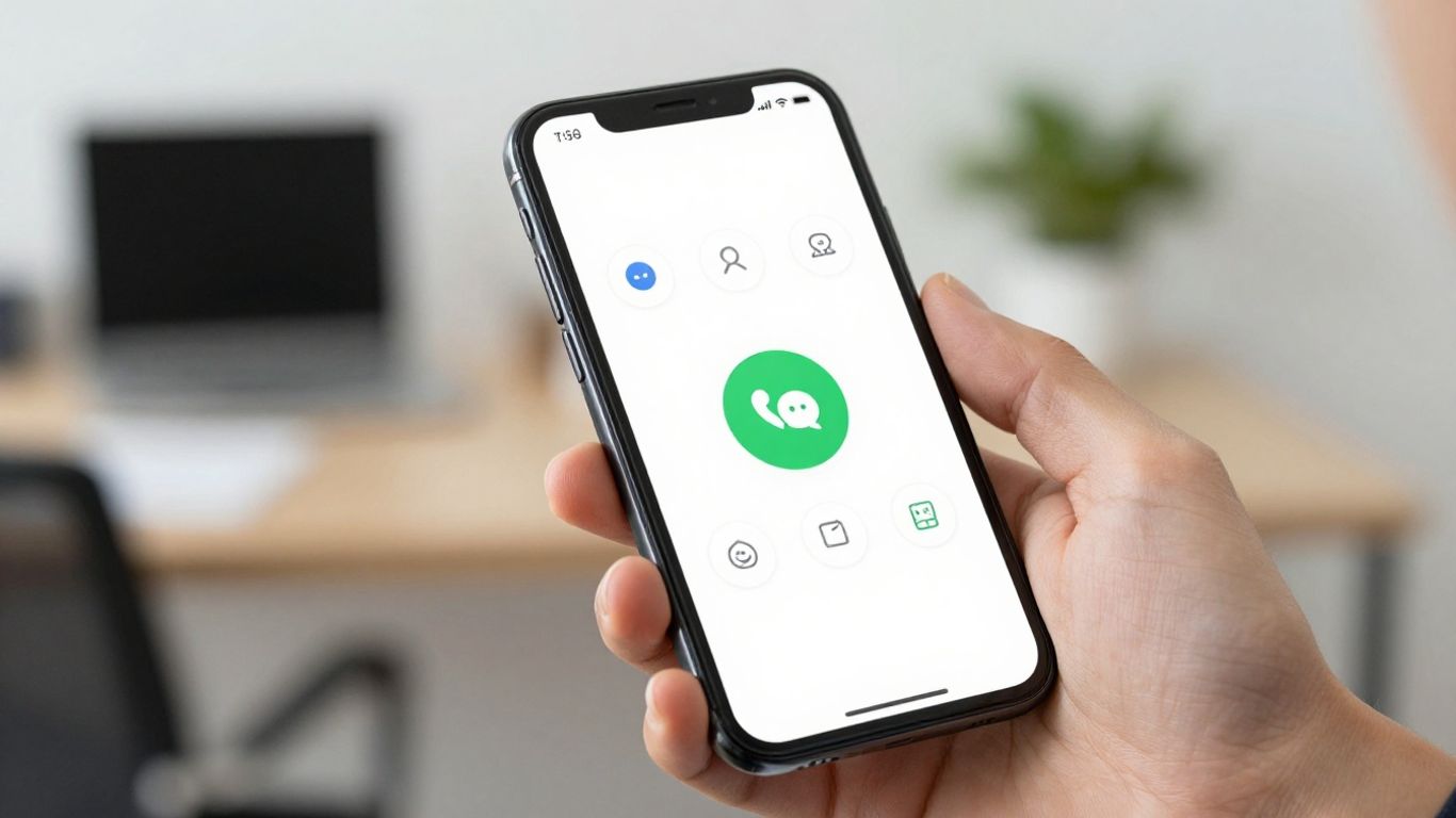 Smartphone screen showing call and message icons.