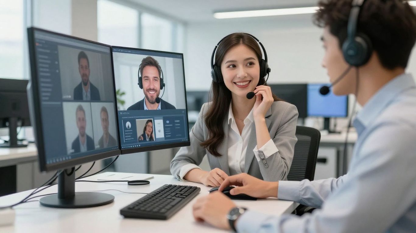 Virtual agent assisting a customer service representative.