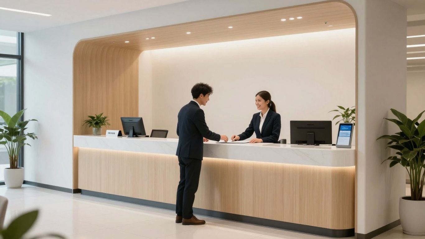 Automated front desk system improving customer and employee experience.