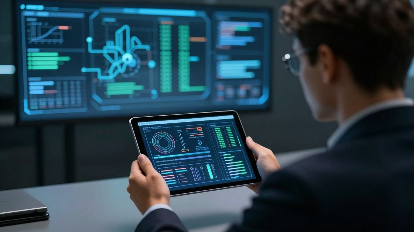 Business professional using AI for efficient message taking.