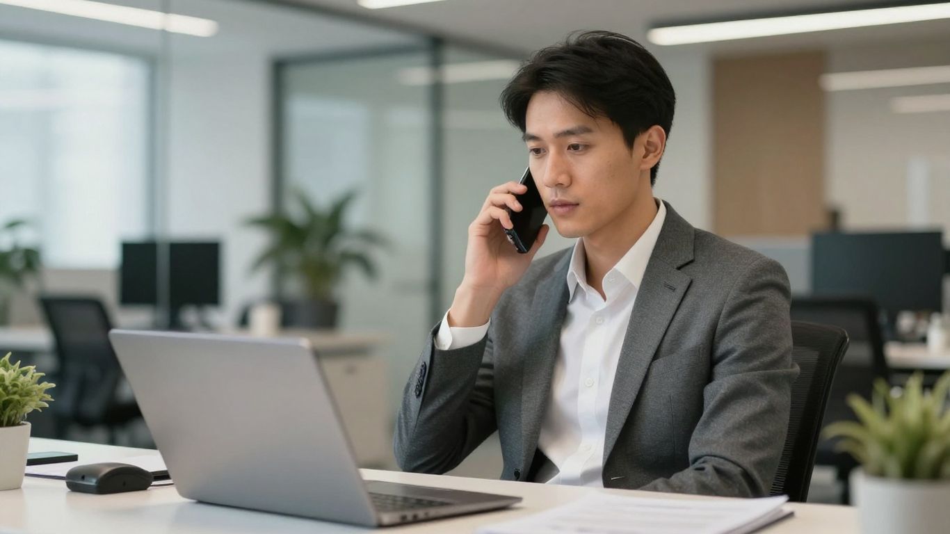 Synthflow agency answering service professional on the phone.