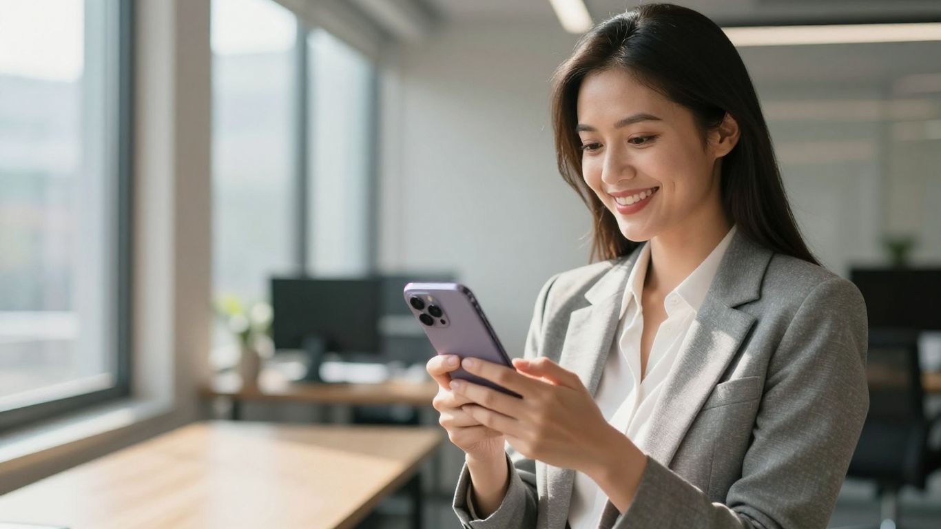 Businesswoman answering a call on her smartphone.
