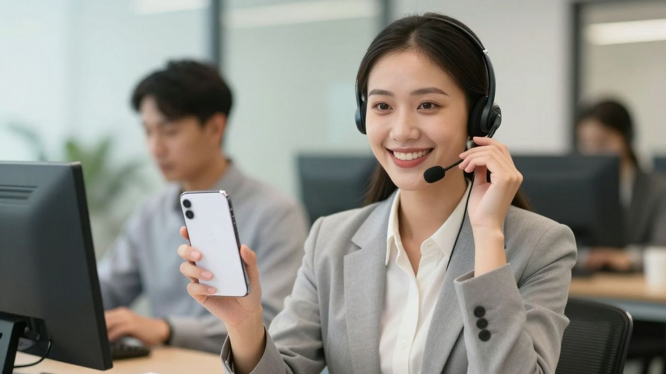AnswerForce professional with headset and smartphone