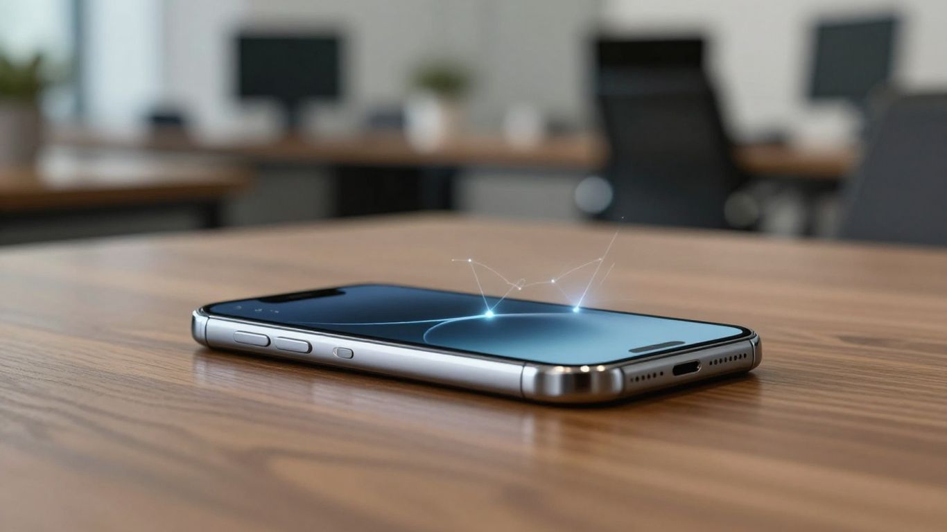 Automated phone system on a desk.