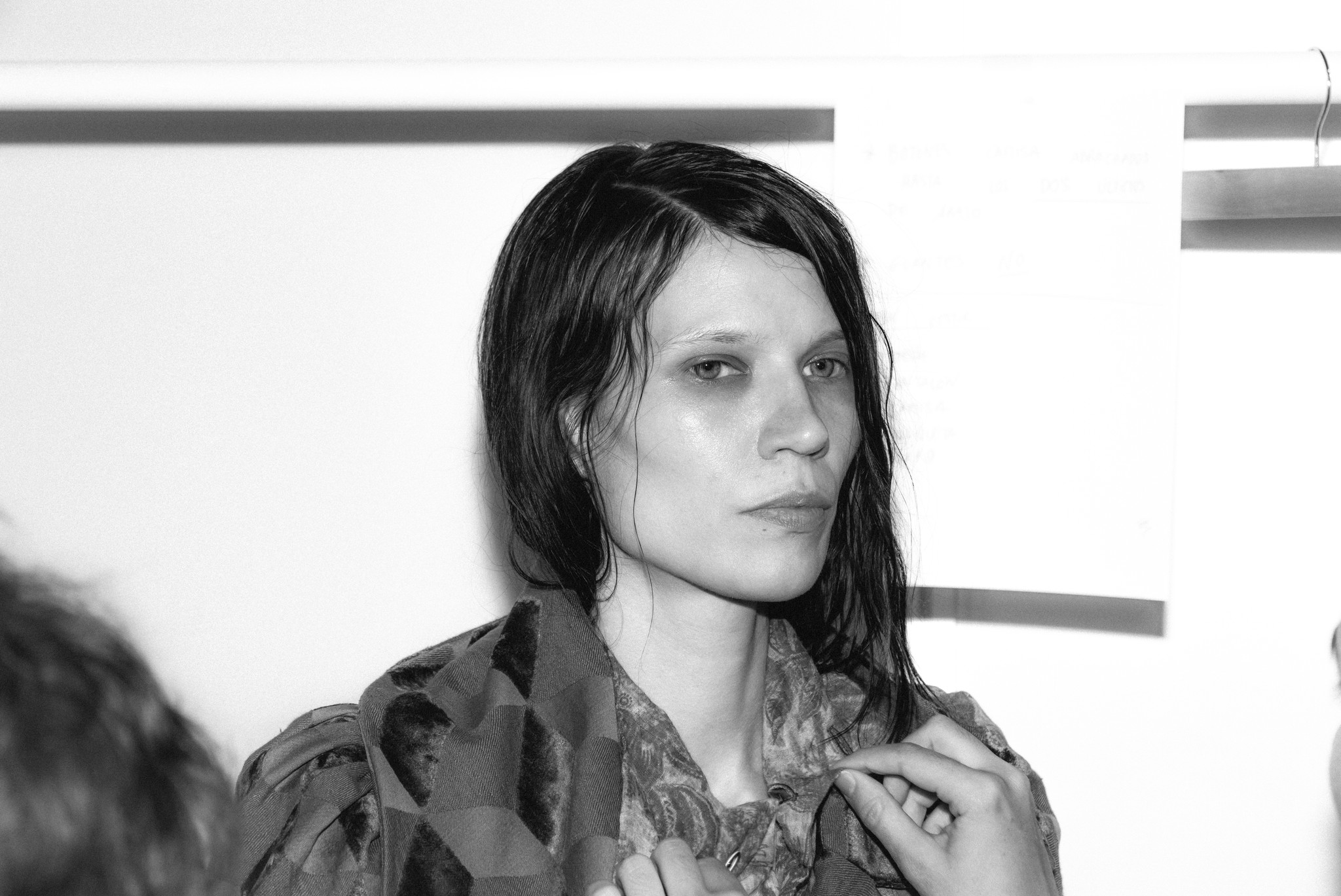 Backstage preparation at Madrid Fashion Week