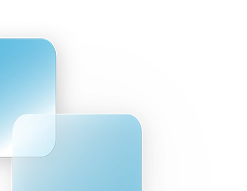 Gráfico abstrato para o canto superior esquerdo com formas retangulares azuis arredondadas e bordas curvas em degradê cinza.