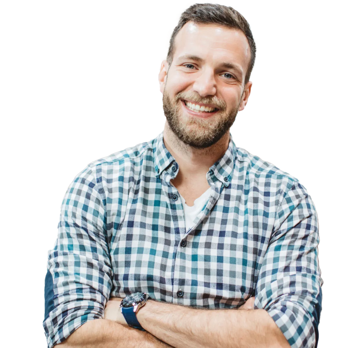 Happy confident male smiling