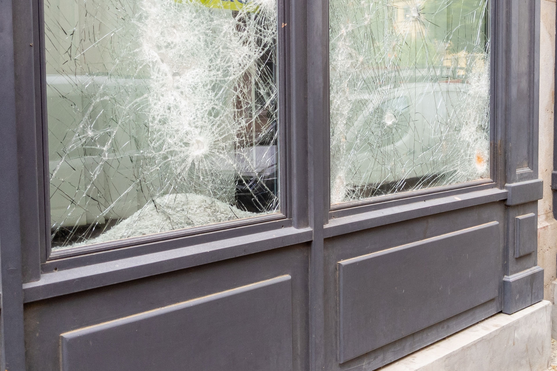 Cracked glass in old windows
