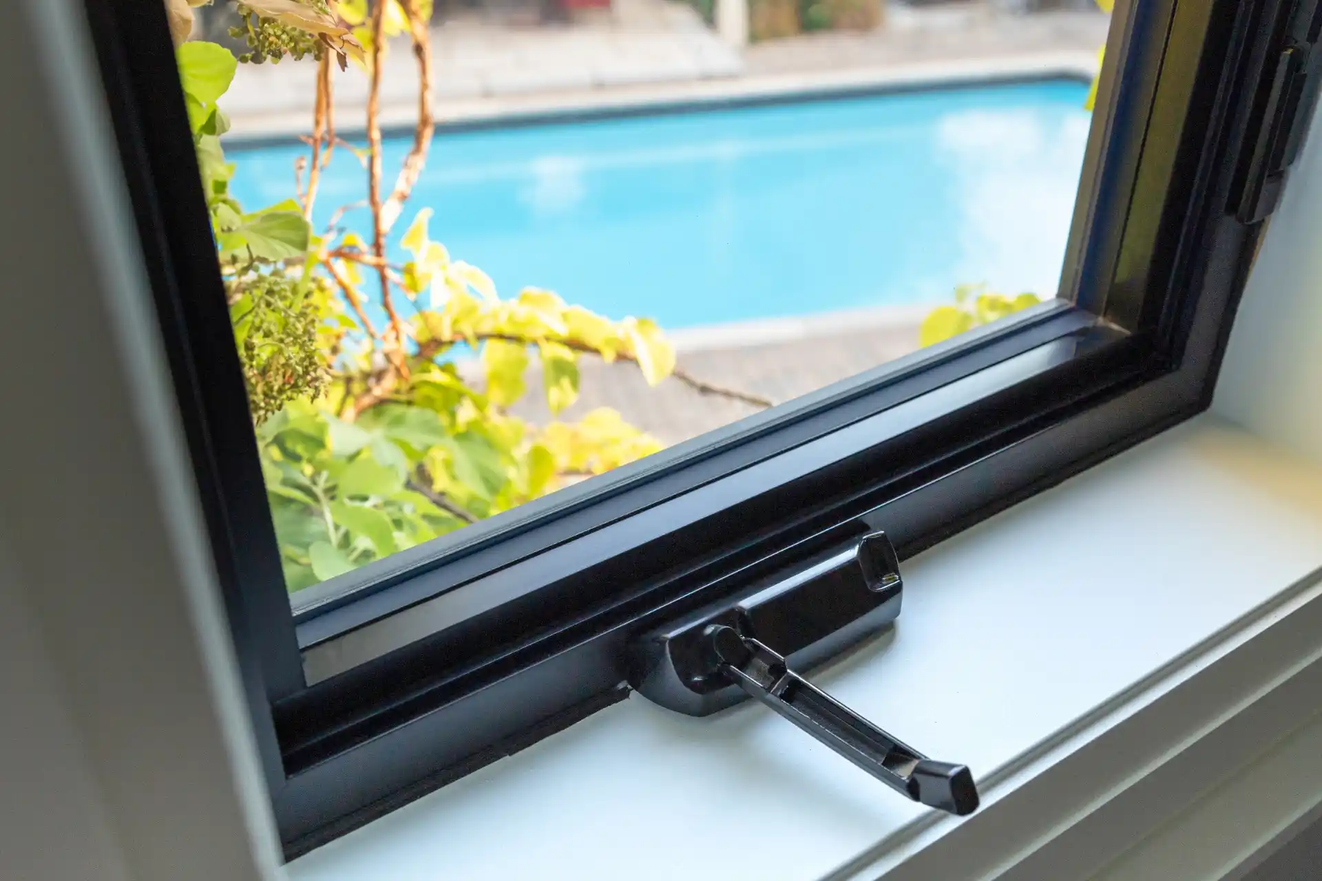 A close up of Clera Windows + Doors casement window crank mechanism