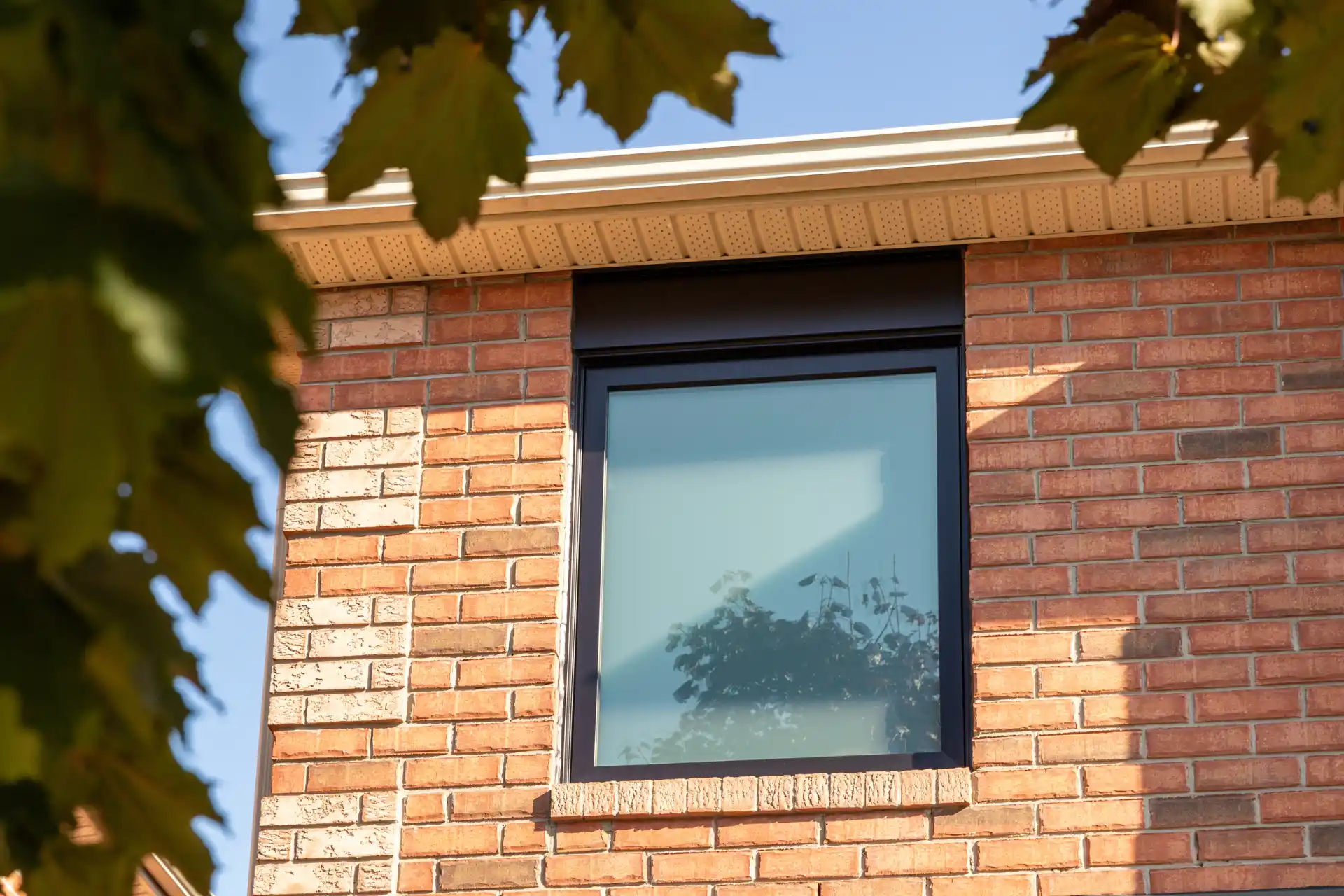 A single casement window with frosted glass