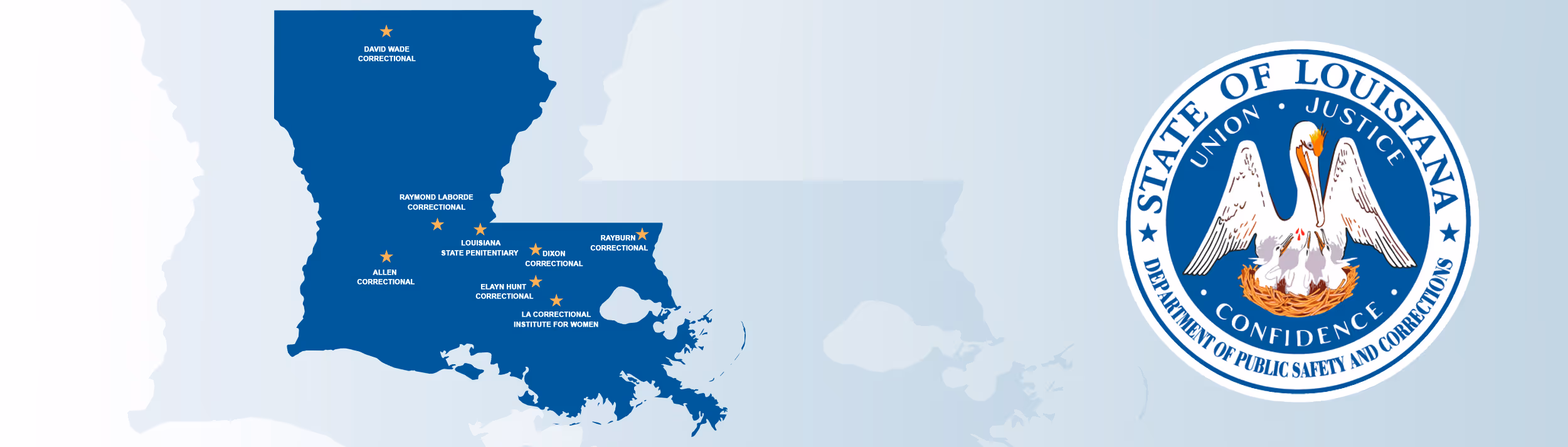 Map of Louisiana Department of Public Safety and Corrections facilities