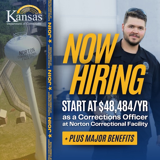 Smiling female correction officer in uniform with text about earning $66,365 to $101,269 per year plus incentives and benefits from New York State Department of Corrections.