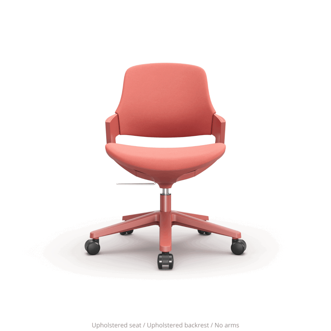 Red office chair spinning on it's starbase