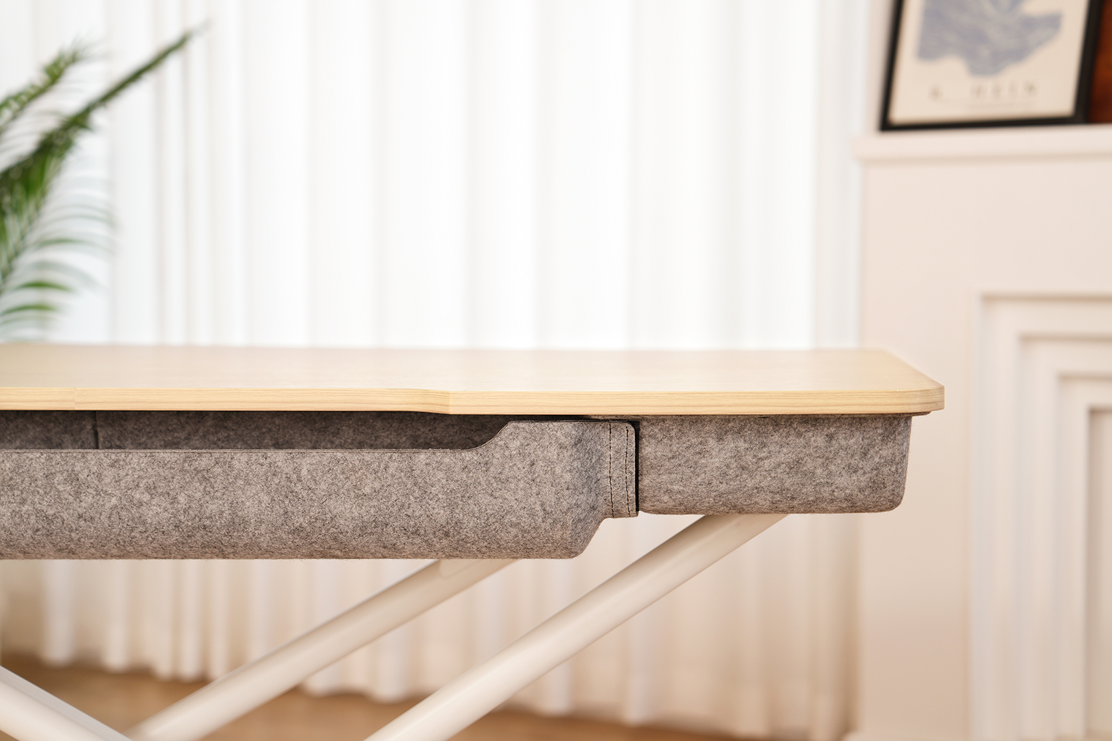 Felt cable management box on the marinamantra flow desk