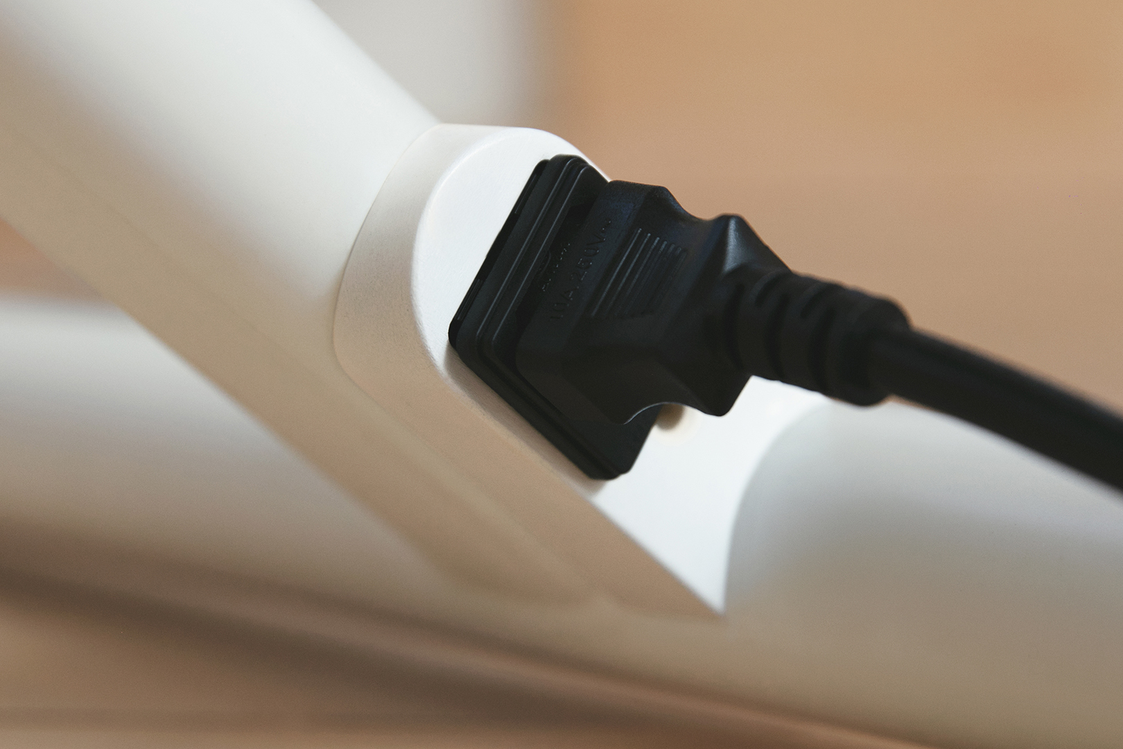 Detail of the power outlet design on the marinamantra flow desk