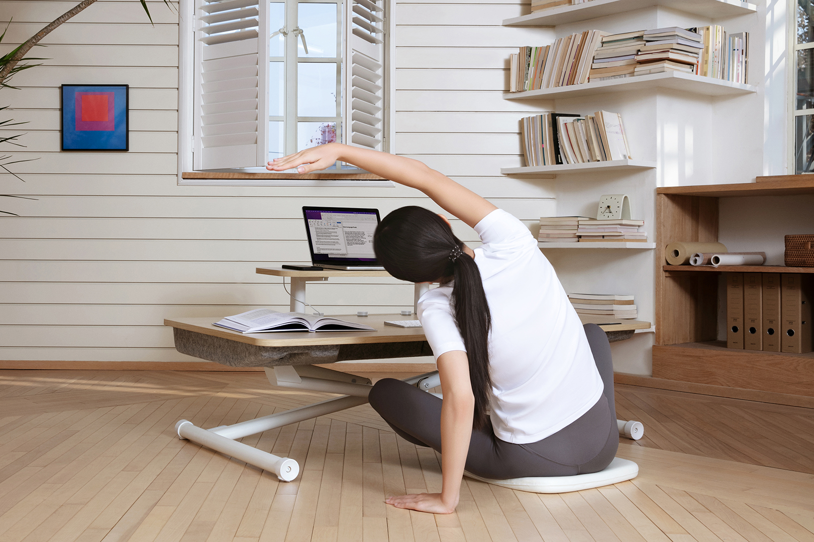 Red office chair spinning on it's starbase