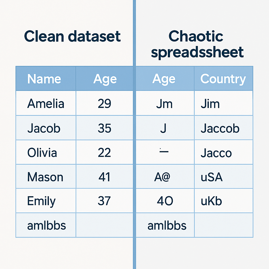 Difference between clean and chaotic spreadsheet