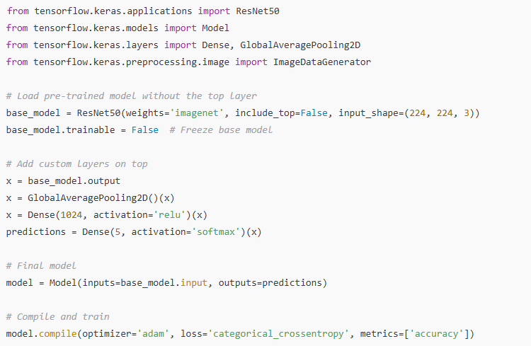 Code for Image Classification using ResNet50