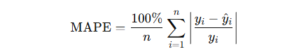 Formul for Mean Absolute Percentage Error (MAPE)
