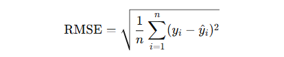 Formula of Root Root Mean Squared Error (RMSE)