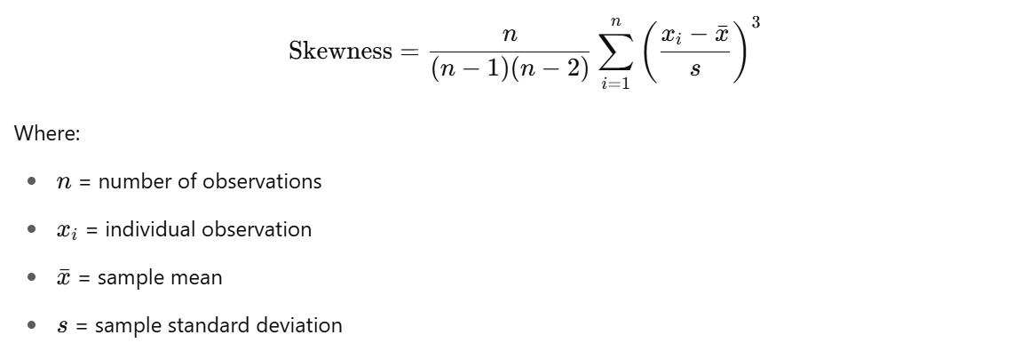 Formula for calculating Sample Skewness