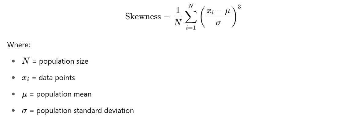 Formula for calculating Population Skewness