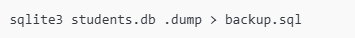 Using .dump > function to export database