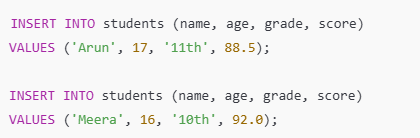 Inserting Student Records into the code