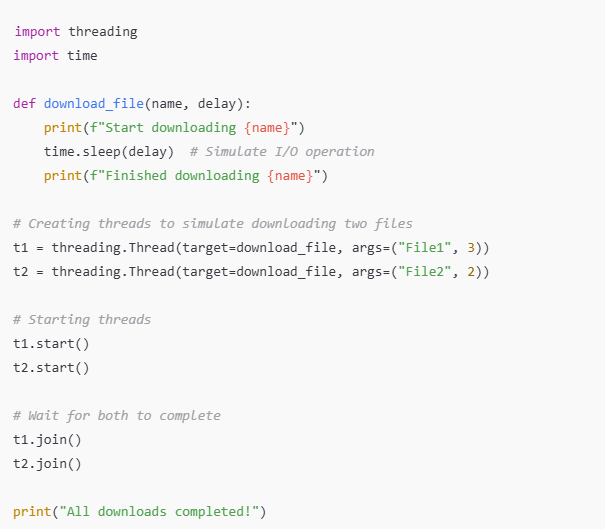 An example code of how to simulate multiple I/O tasks, like downloading files using Python