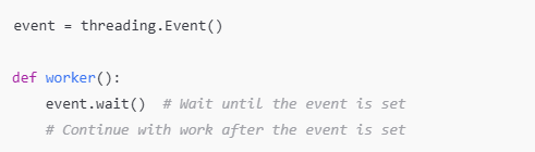 Event function is a way to signal one or more threads to continue execution.