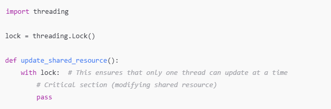 Use the Lock object from the threading module to synchronize access