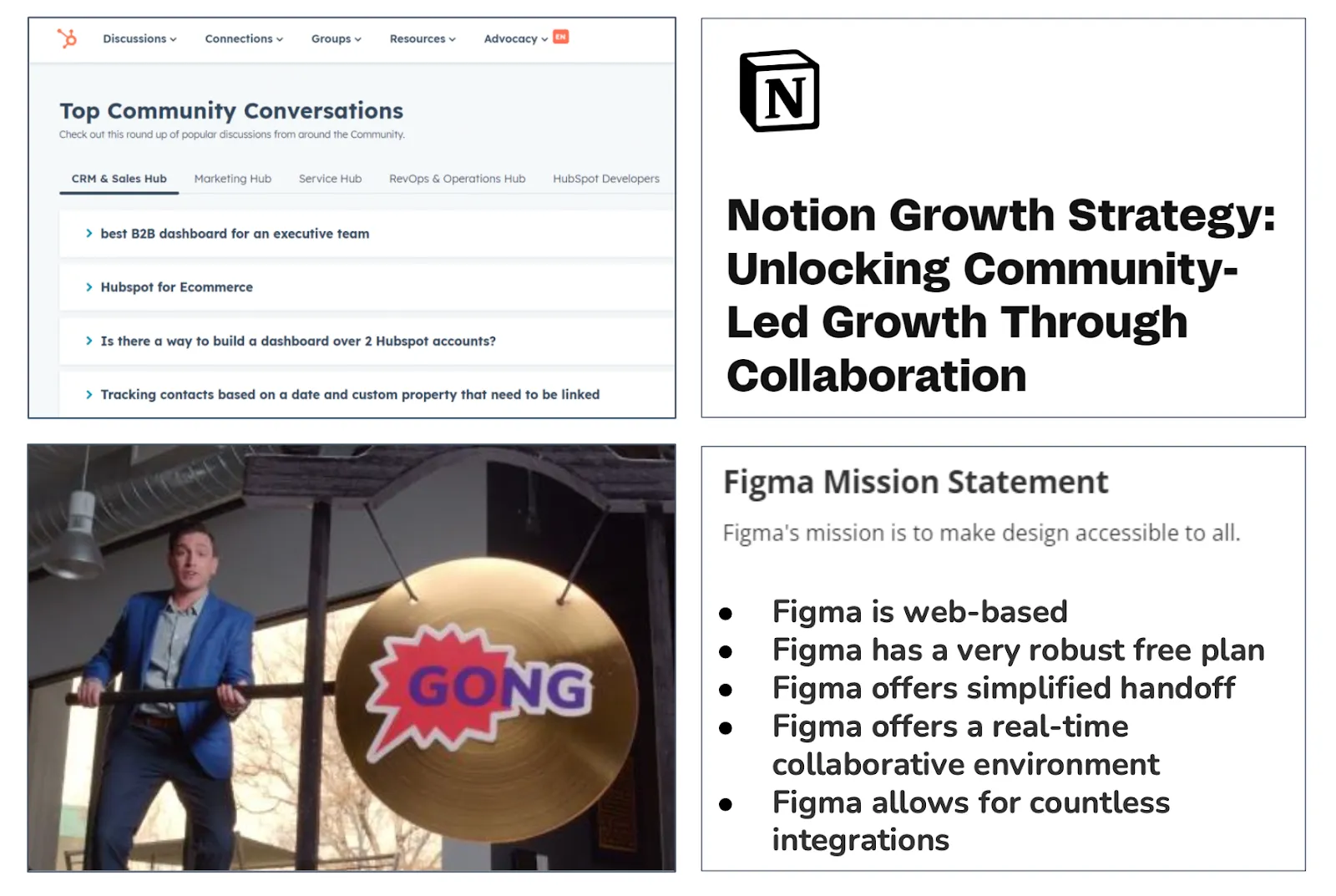 Community building initiatives of HubSpot, Notion, Gong and Figma - Adriel