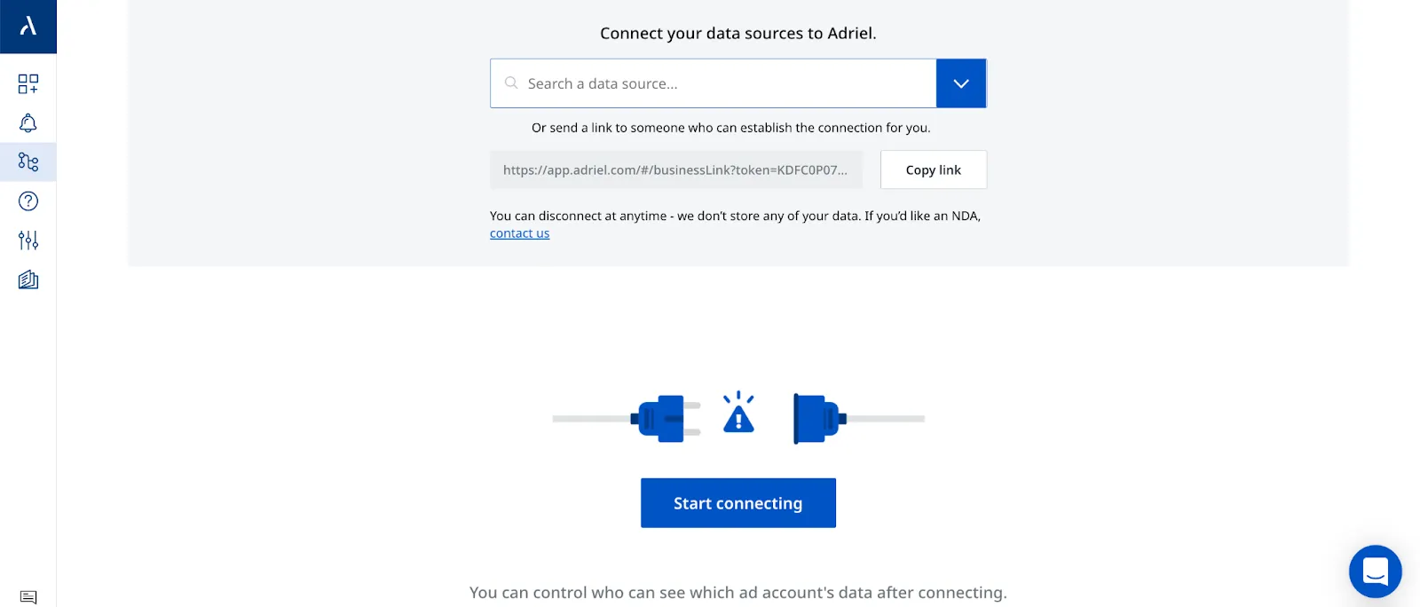 The main Connections page of Adriel’s marketing BI dashboard – Adriel