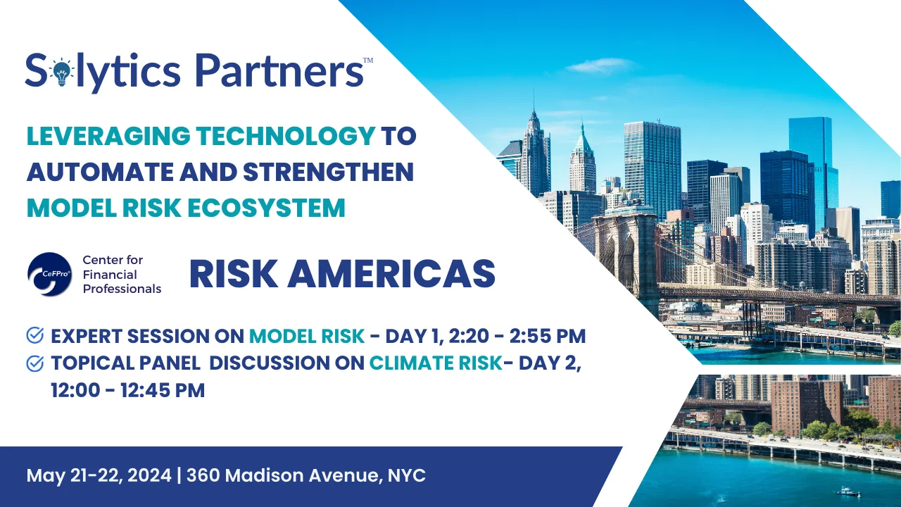 poster of solytics partners sponsoring risk americas 2024 in new york organized by cefpro on 21 and 22 may 2024