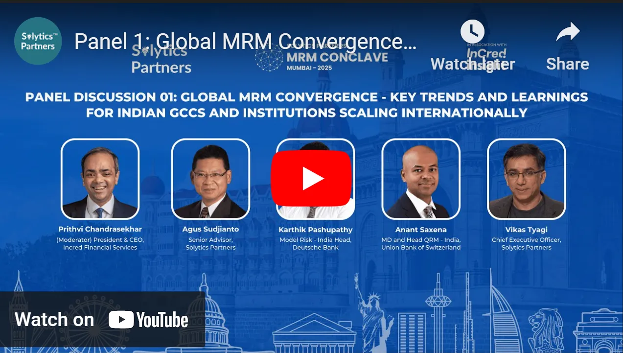 Panel discussion on global MRM convergence, AI governance, and regulatory compliance challenges for Indian GCCs expanding internationally.