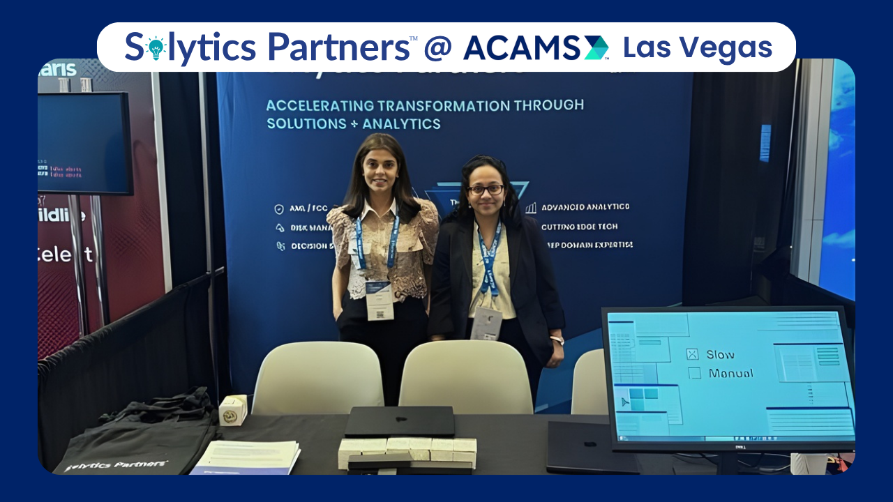 Solytics Partners team presenting AI-driven AML and FCC compliance innovations at ACAMS Las Vegas 2025 conference.