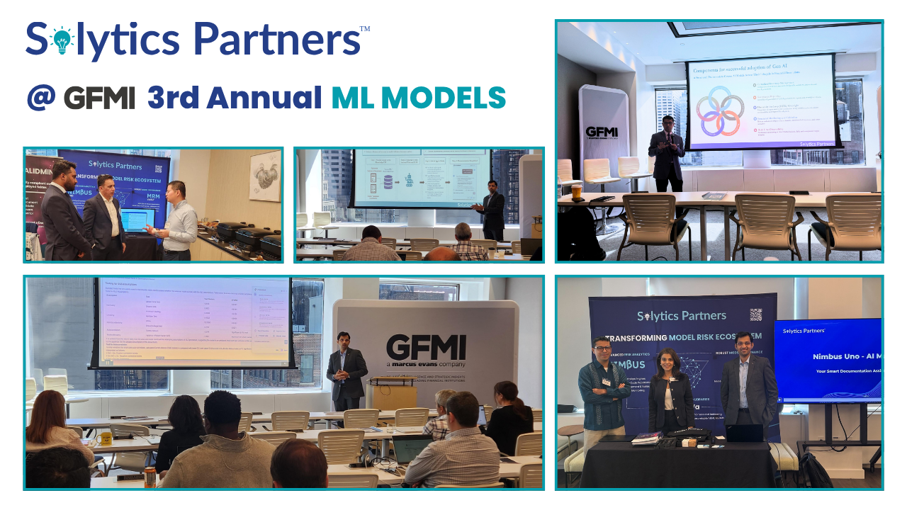 Solytics Partners experts discussing Responsible GenAI governance and validation frameworks at GFMI New York 2025 event.