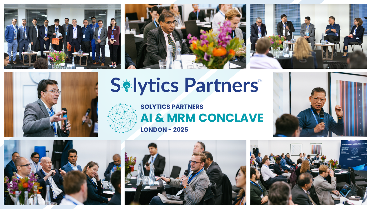 Regulators and AI leaders debating model risk and governance strategies at Solytics Partners AI & MRM Conclave UK 2025 in London.