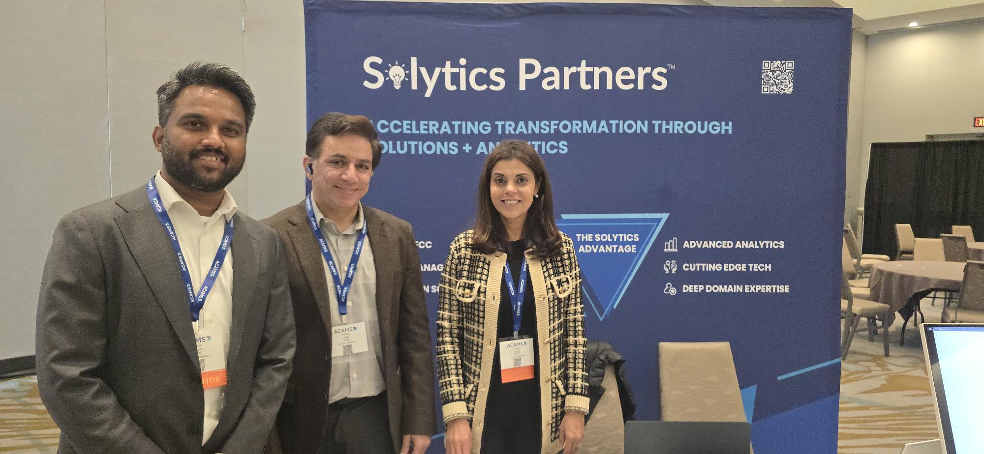 Solytics Partners representatives at ACAMS Canada 2025 showcasing AI-based financial crime compliance solutions at Booth #06.
