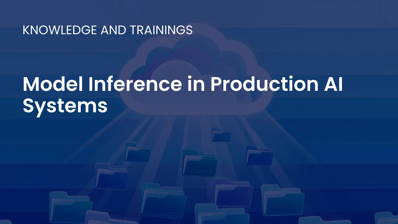 Illustration showing a trained machine learning model performing inference on new data to generate predictions in real-time production environments.