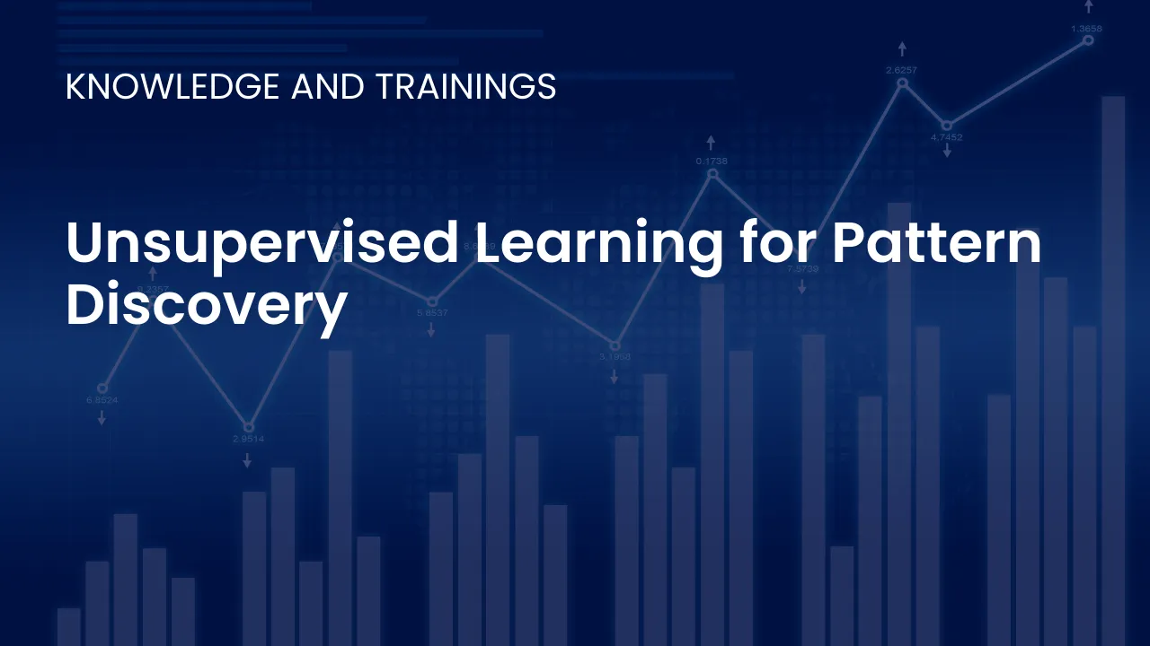 Illustration showing unsupervised learning algorithms grouping and analyzing unlabeled data to discover hidden patterns and meaningful insights.