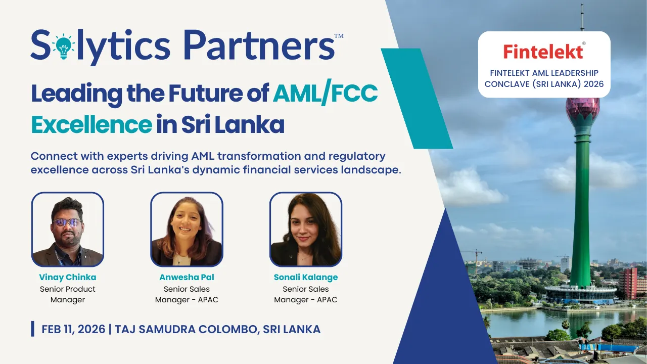 Fintelekt AML Leadership Conclave 2026 Sri Lanka featuring Solytics Partners AML compliance solutions and financial crime prevention expertise