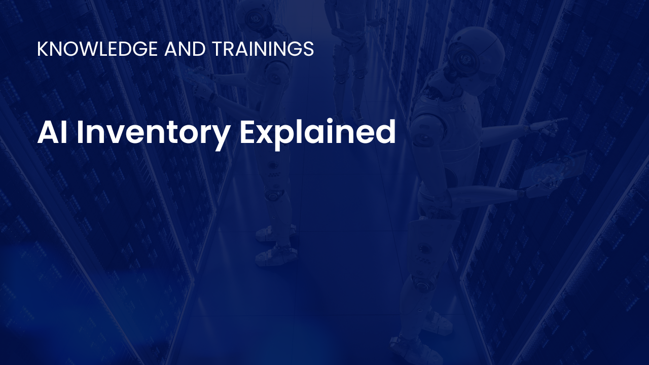 Diagram illustrating an AI inventory cataloging models data sources ownership risk attributes and operational status