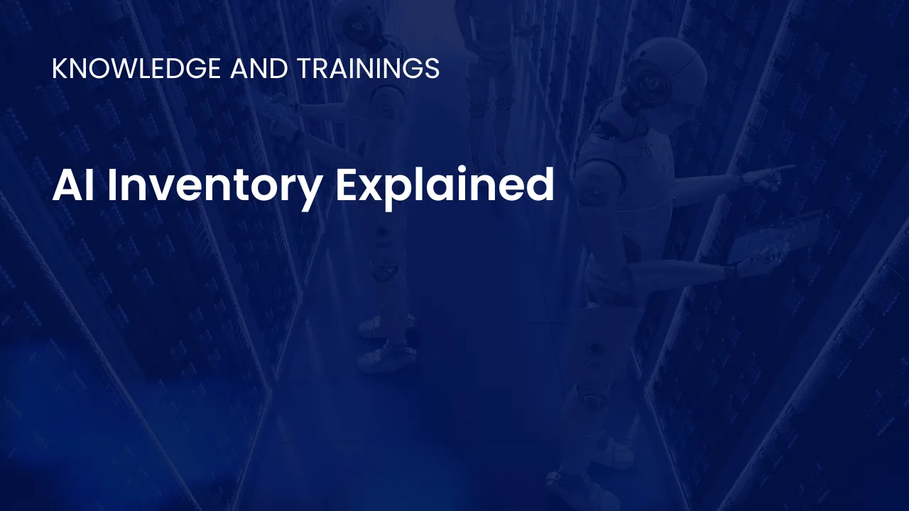 Diagram illustrating an AI inventory cataloging models data sources ownership risk attributes and operational status